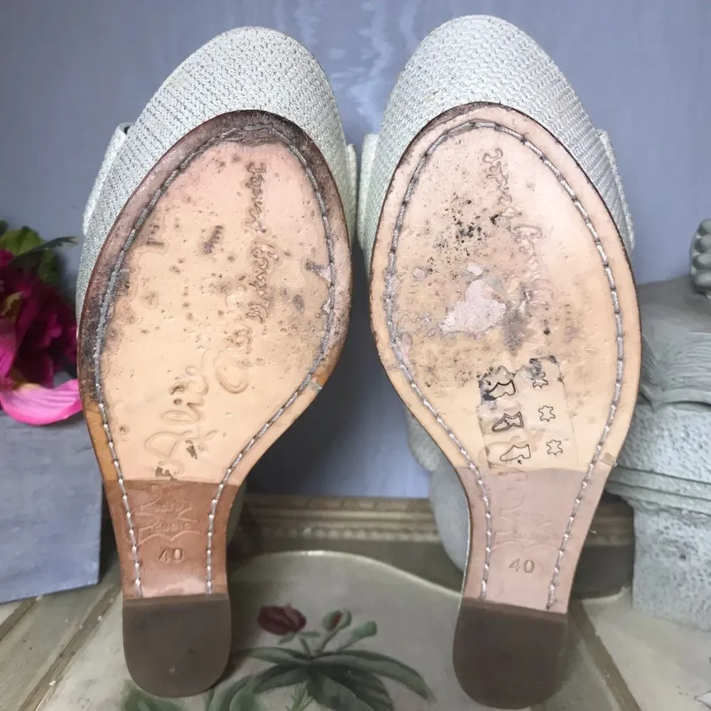Alice & Olivia Juliet Metallic Platform Wedges Sz 40